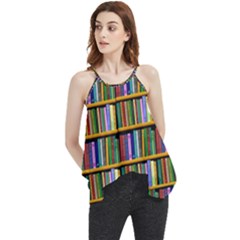 Books On A Shelf Flowy Camisole Tank Top by TetiBright