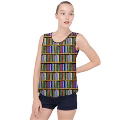 Books On A Shelf Bubble Hem Chiffon Tank Top by TetiBright