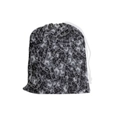 Creepy Head Mask Motif Random Pattern Drawstring Pouch (large) by dflcprintsclothing