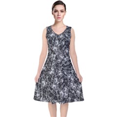 Creepy Head Mask Motif Random Pattern V-neck Midi Sleeveless Dress  by dflcprintsclothing