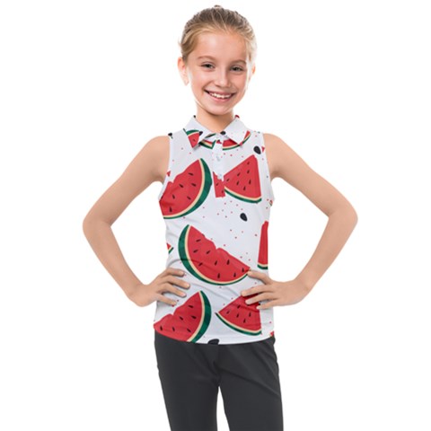 Watermelon Seamless Pattern Kids  Sleeveless Polo Tee by Jancukart