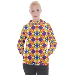 Wavey Shapes Pattern                                                            Women s Hooded Pullover by LalyLauraFLM