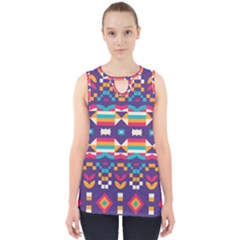 Pastel Shapes Rows On A Purple Background                                                                   Cut Out Tank Top by LalyLauraFLM