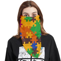 Retro Colors Puzzle Pieces                                                                   Face Covering Bandana (triangle) by LalyLauraFLM