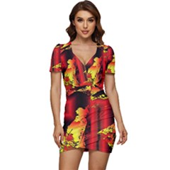 Red Light Ii Low Cut Cap Sleeve Mini Dress by MRNStudios