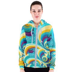 Waves Ocean Sea Abstract Whimsical Women s Zipper Hoodie by Jancukart