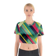Pattern Abstract Geometric Design Cotton Crop Top by Jancukart
