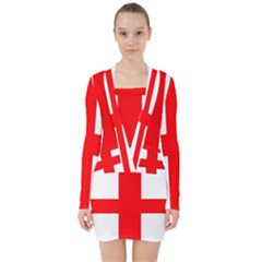 England V-neck Bodycon Long Sleeve Dress by tony4urban