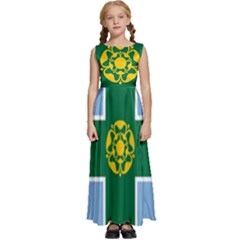 Derbyshire Flag Kids  Satin Sleeveless Maxi Dress by tony4urban