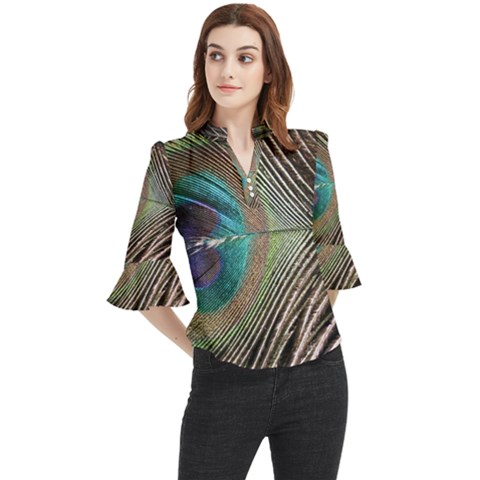 Peacock Loose Horn Sleeve Chiffon Blouse by StarvingArtisan