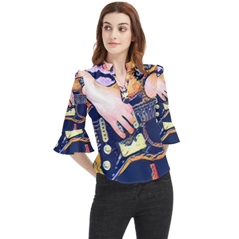 Stevie Ray Guitar  Loose Horn Sleeve Chiffon Blouse by StarvingArtisan
