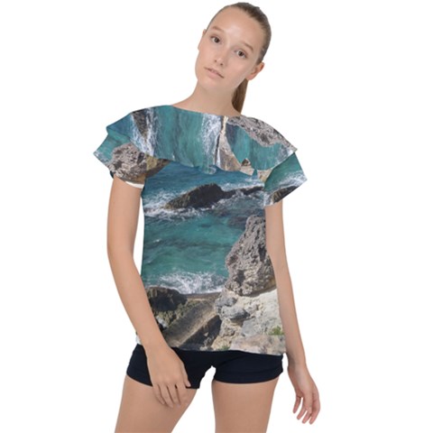 Isla Mujeres Mexico Ruffle Collar Chiffon Blouse by StarvingArtisan