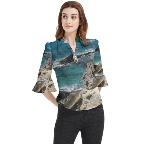 Isla Mujeres Mexico Loose Horn Sleeve Chiffon Blouse by StarvingArtisan