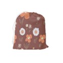 Daisy Flowers Coral White Green Brown  Drawstring Pouch (Large) View2