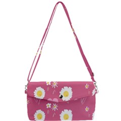 Daisy Flowers Pink White Yellow Dusty Pink Removable Strap Clutch Bag by Mazipoodles