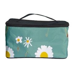 Daisy Flowers Yellow White Brown Sage Green  Cosmetic Storage by Mazipoodles