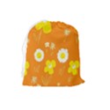 Daisy Flowers Yellow White Orange  Drawstring Pouch (Large) View2