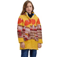 Valentine Day Lolly Candy Heart Kid s Hooded Longline Puffer Jacket by artworkshop