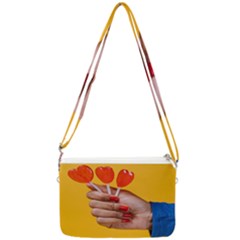 Valentine Day Lolly Candy Heart Double Gusset Crossbody Bag by artworkshop