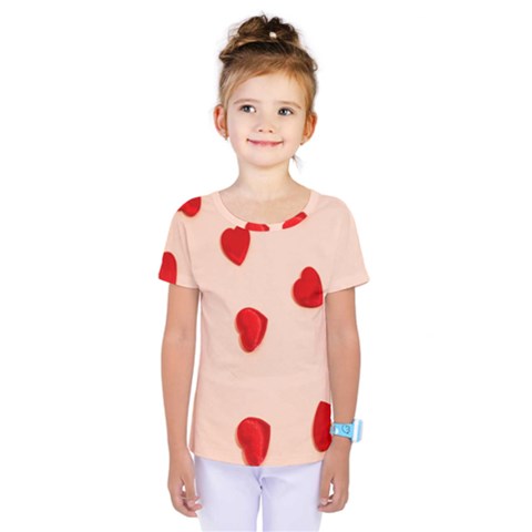 Valentine Day Pattern Logo Heart Kids  One Piece Tee by artworkshop
