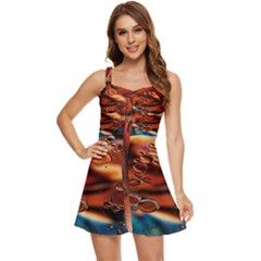 Copper Glow Ruffle Edge Bra Cup Chiffon Mini Dress by artworkshop
