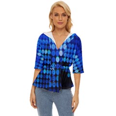 Pattern Blue Logo Lightweight Drawstring Hooded Top by artworkshop