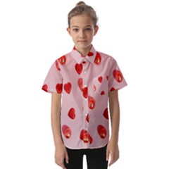 Valentine Day Heart Pattern Kids  Short Sleeve Shirt by artworkshop