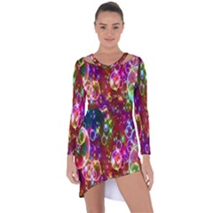 Rainbow Spectrum Bubbles Asymmetric Cut-out Shift Dress by artworkshop
