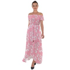Texture With White Flowers Off Shoulder Open Front Chiffon Dress by artworkshop