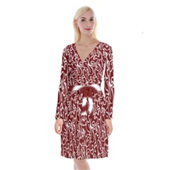 Berry Swirls Long Sleeve Velvet Front Wrap Dress by ttlisted