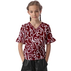 Berry Swirls Kids  V-neck Horn Sleeve Blouse by ttlisted