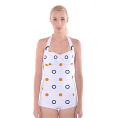 Abstract Dots And Circle Pattern T- Shirt Abstract Dots And Circle Pattern T- Shirt Boyleg Halter Swimsuit  by maxcute
