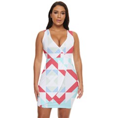 Abstract Pattern T- Shirt Hourglass Pattern  Urban Tones Abstract  Blue And Red  Soft Furnishings 4 Draped Bodycon Dress by maxcute