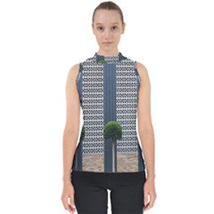 Exterior Building Pattern Mock Neck Shell Top by artworkshop