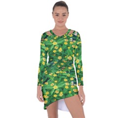 Flower Plant Spring Asymmetric Cut-out Shift Dress by artworkshop