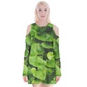 Layered plant leaves iphone wallpaper Velvet Long Sleeve Shoulder Cutout Dress View1