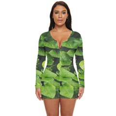 Layered Plant Leaves Iphone Wallpaper Long Sleeve Boyleg Swimsuit by artworkshop