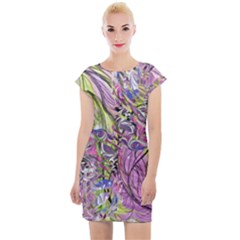 Abstract Intarsio Cap Sleeve Bodycon Dress by kaleidomarblingart