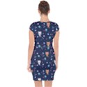 Cute-astronaut-cat-with-star-galaxy-elements-seamless-pattern Capsleeve Drawstring Dress  View2