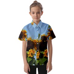 Sunflower Flower Yellow Kids  Short Sleeve Shirt by artworkshop