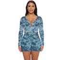 Texture Reef Pattern Long Sleeve Boyleg Swimsuit View1