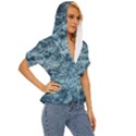 Texture Reef Pattern Lightweight Drawstring Hooded Top View3