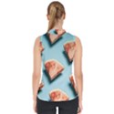 Watermelon Against Blue Surface Pattern Mock Neck Shell Top View2