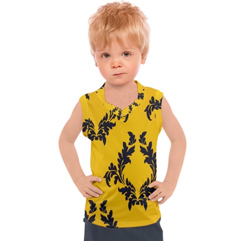 Yellow Regal Filagree Pattern Kids  Sport Tank Top by artworkshop