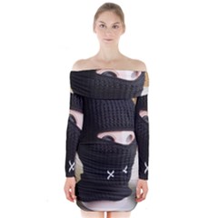 Ski Mask  Long Sleeve Off Shoulder Dress by Holyville