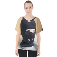 Ski Mask  V-neck Dolman Drape Top by Holyville