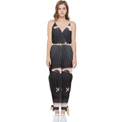 Ski Mask  Sleeveless Tie Ankle Chiffon Jumpsuit by Holyville