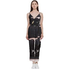 Ski Mask  V-neck Spaghetti Strap Tie Front Jumpsuit by Holyville