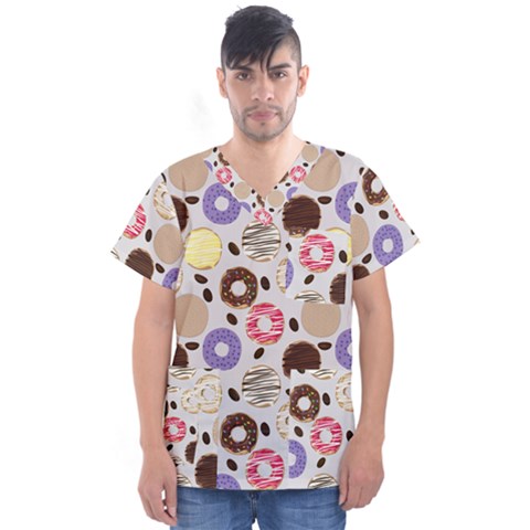 Donuts! Men s V-neck Scrub Top by fructosebat