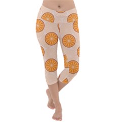 Orange Slices! Lightweight Velour Capri Yoga Leggings by fructosebat
